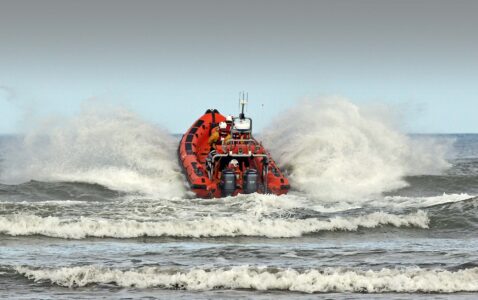New Cardigan RNLI crew members train with Pains Wessex flares