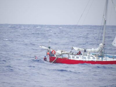 Flares lead to rescue of woman and child in hurricane's path